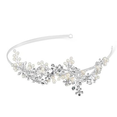Designer crystal and pearl floral headband
